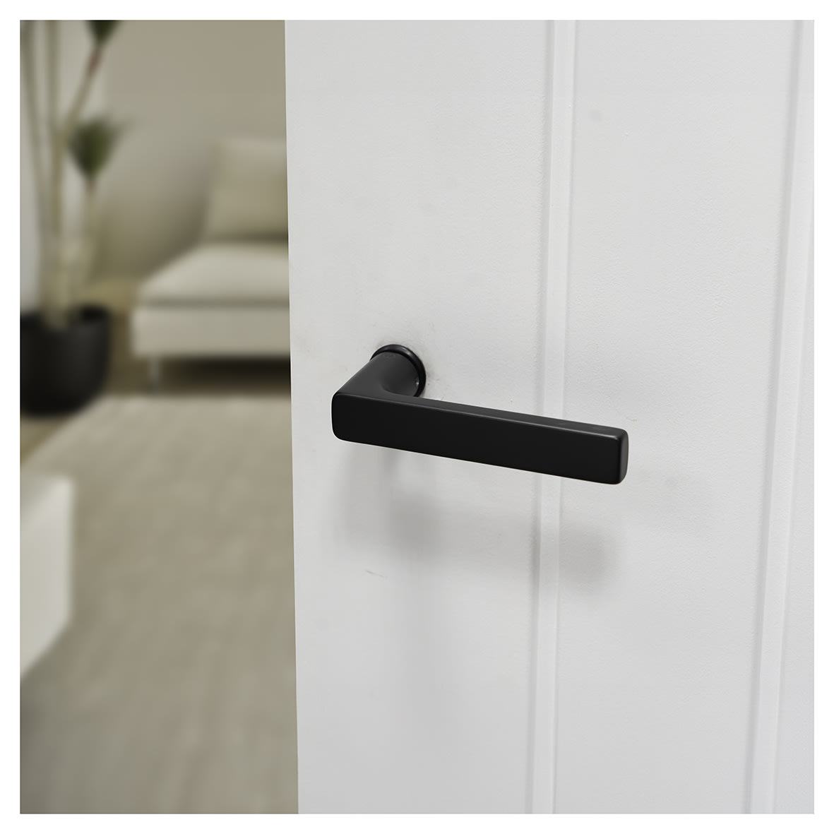 Matt Black Door Handles on Round Mini Rose - Dallas Range