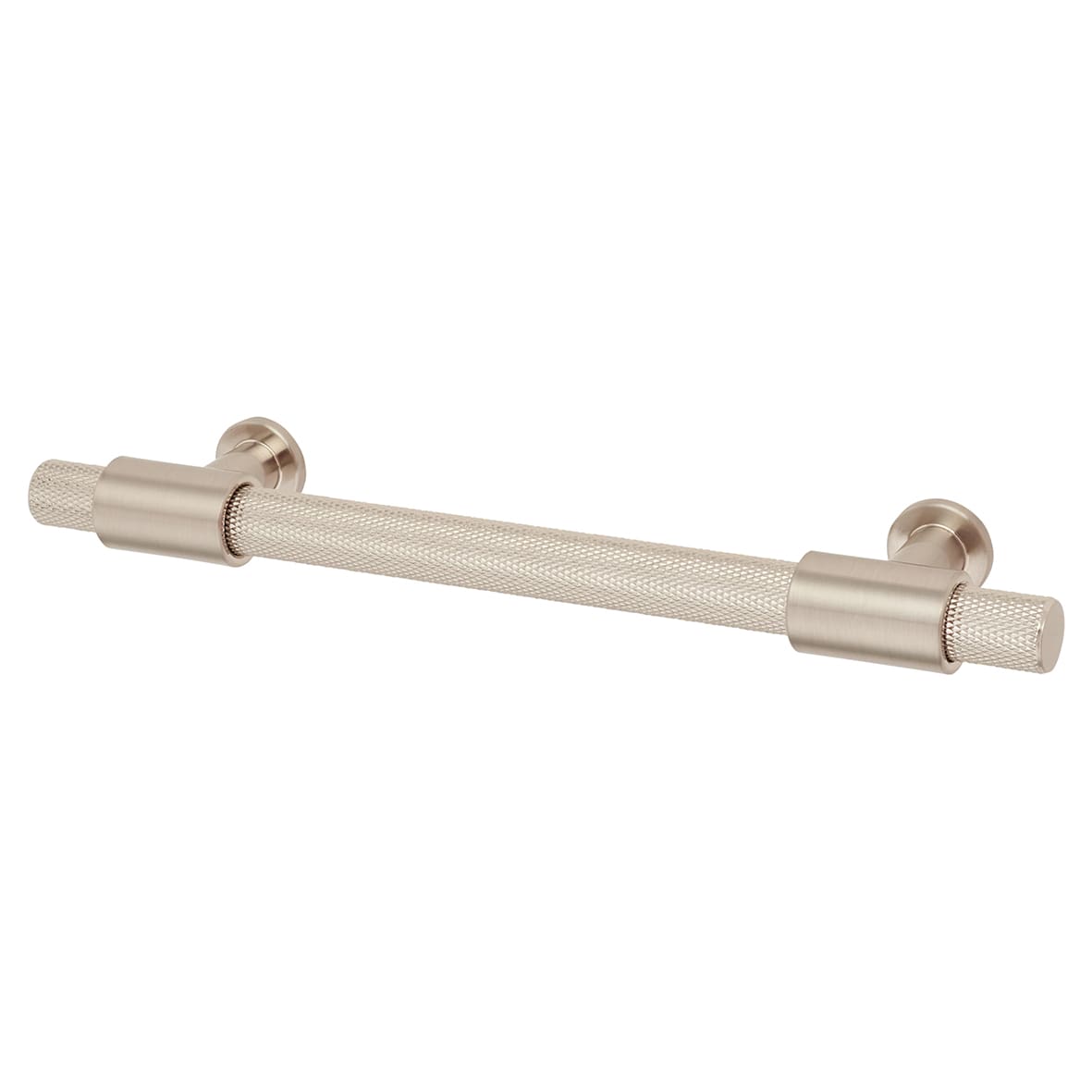 Falmouth 12mm Knurled T-Bar Cabinet Pull Handle - 128mm Centres - Satin Nickel