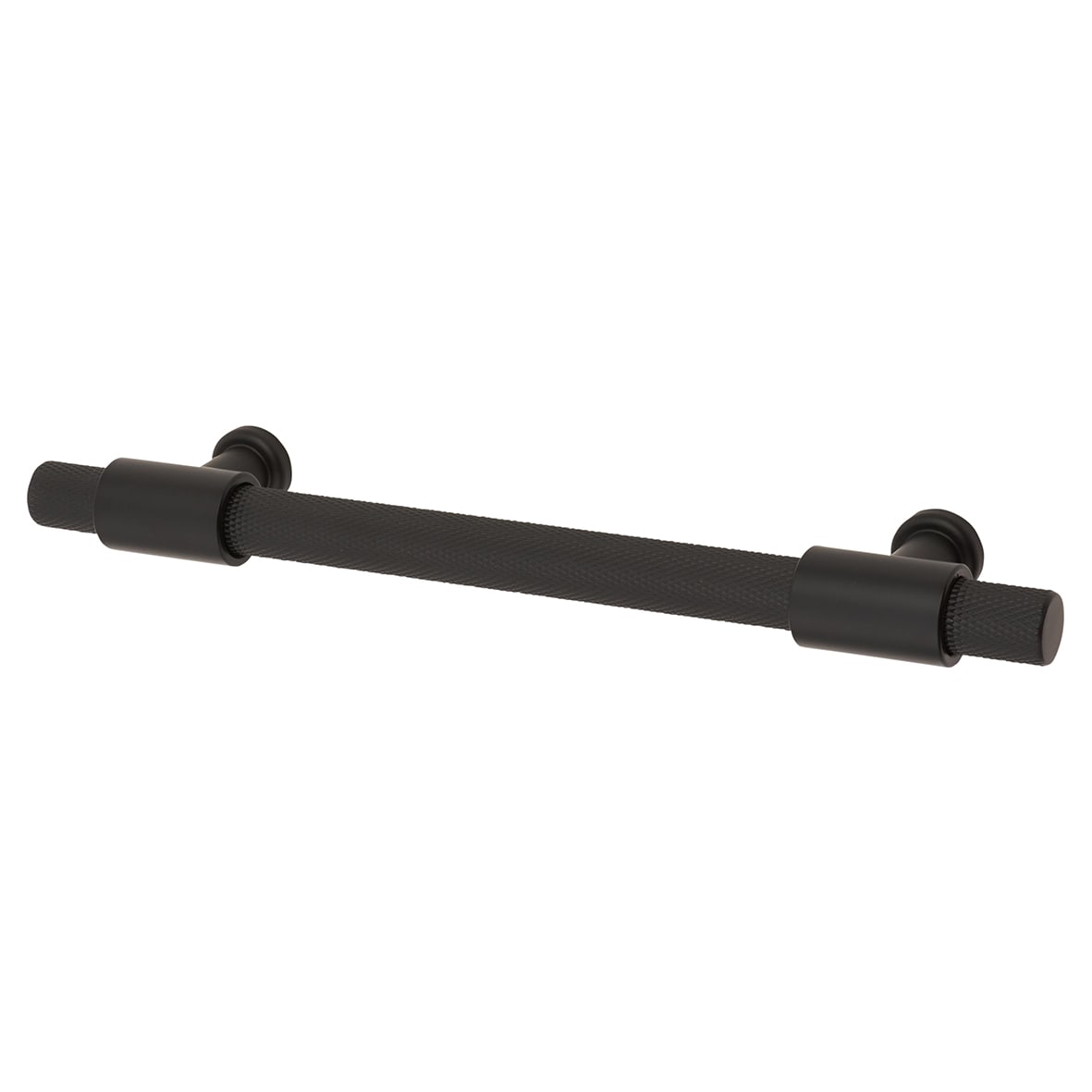 Falmouth 12mm Knurled T-Bar Cabinet Pull Handle - 128mm Centres - Matt Black