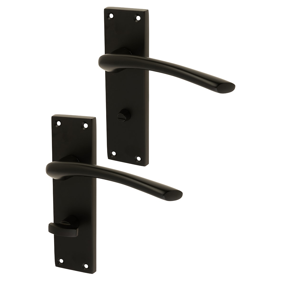 Matt Black Bathroom Door Handles - Rimini Range - 151 x 42mm