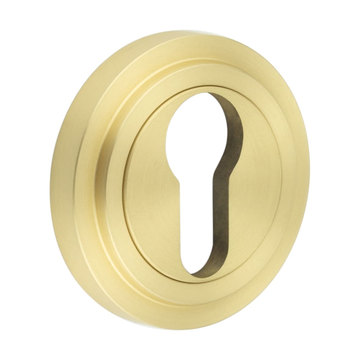 Escutcheon on Stepped Rose - 53mm Diameter - Euro - Satin Brass