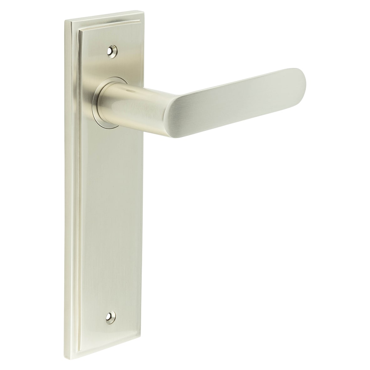 Satin Nickel Fire Rated Latch Door Handles - Kensington - 200 x 55mm