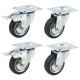 Rubber Castor 2 x Swivel, 2 x Swivel Braked - 300kg Max - 125mm Diameter - Black - Pack of 4