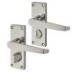 Polished Chrome Budget Straight Privacy Door Handles - Short Plate - Mia Range - 114 x 42mm