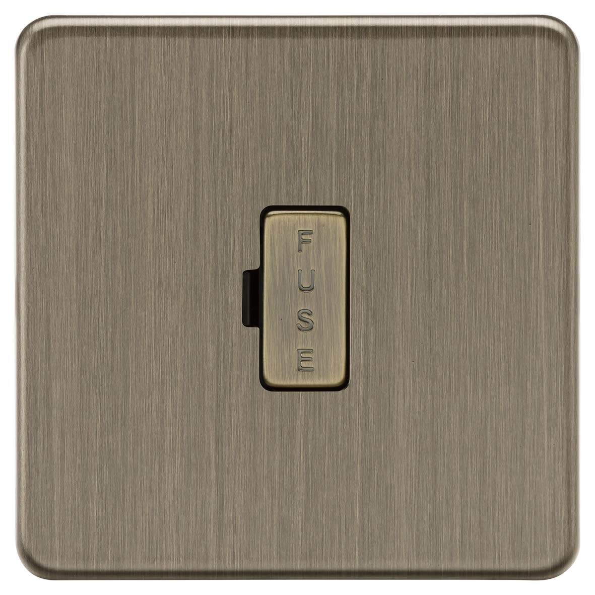 13A 1 Gang Screwless Flat Plate Unswitched Fused Spur - Antique Brass
