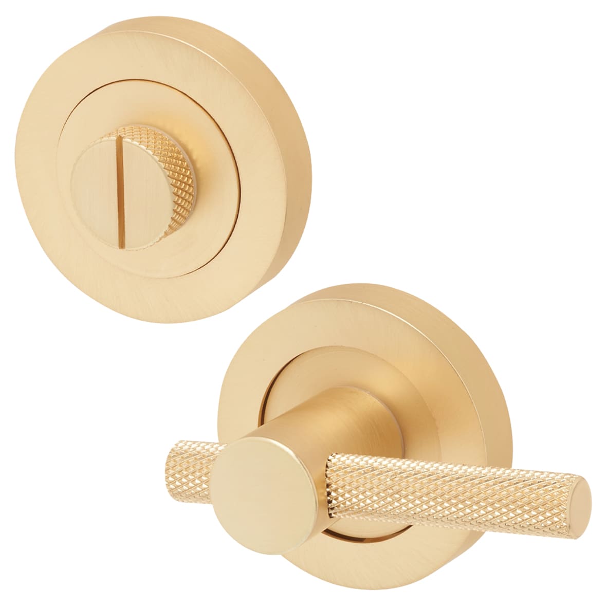 Knurled Easy Bathroom Turn & Release - 50mm Diameter - Satin Brass
