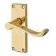 Polished Brass Budget Scroll Latch Door Handles - Short Plate - Mia Range - 114 x 42mm