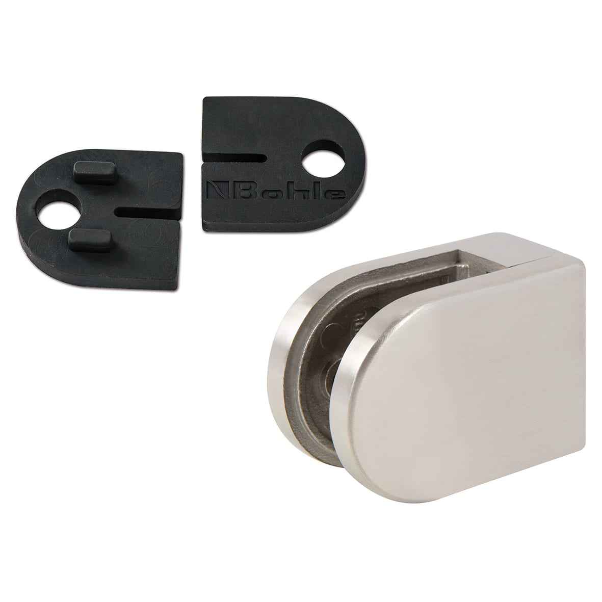 D Shaped Balustrade Clamps & Inserts - 10mm Glass - 63mm x 45mm - Austenitic Stainless-Pk of 4
