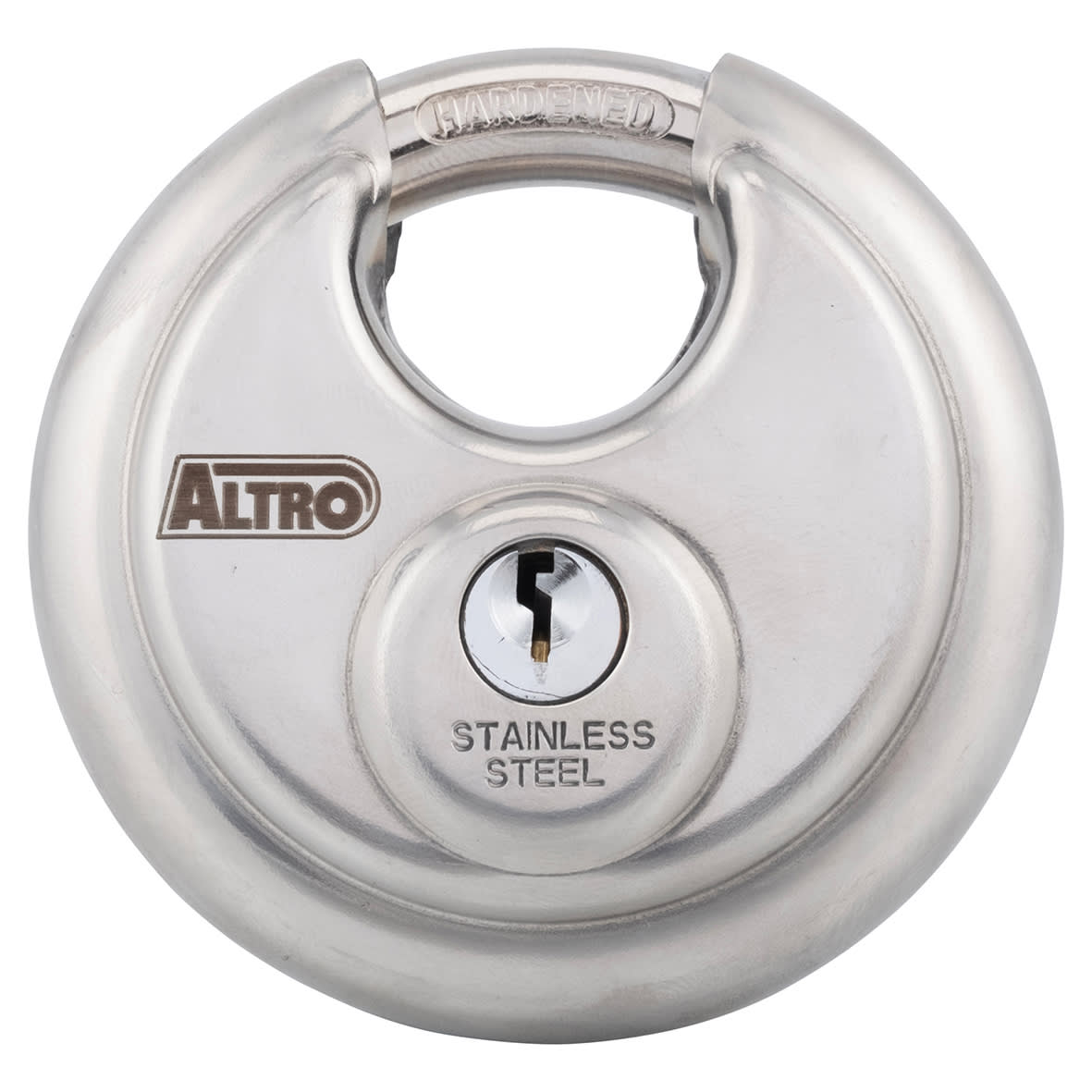 Disc Padlock - 70mm Body - 17.5 x 22mm Shackle - Polished Stainless Steel