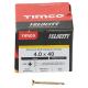 Velocity Pozi Countersunk Wood Screws - 4.0 x 40mm - Yellow Zinc - Pack of 200