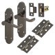 Black Nickel Victorian Summer Scroll Latch Door Handles Pack
