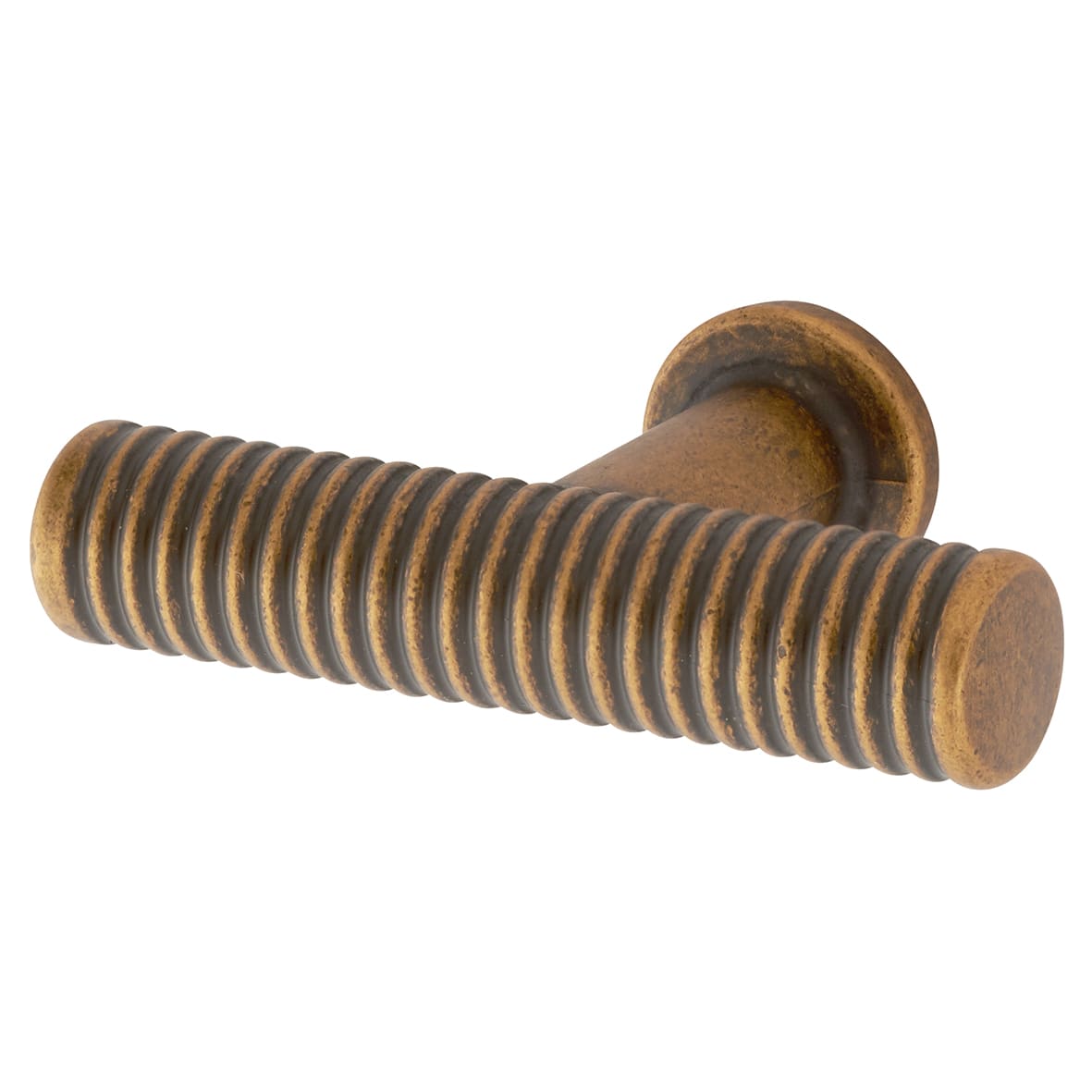 Crewe 10mm Reeded T-Bar Cabinet Knob - 50 x 33mm - Antique Brass