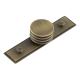 Sturt Grooved Round Cabinet Knob on Stepped Backplate - 40mm Diameter - Antique Brass