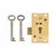 4 Lever Straight Cupboard Lock - 63 x 35mm - Keyed to Differ - Polished Brass