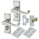 Satin Chrome Budget Scroll Privacy Door Handles Pack - Short Plate
