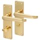 Polished Brass Victorian Straight Bathroom Door Handles - 155 x 42mm