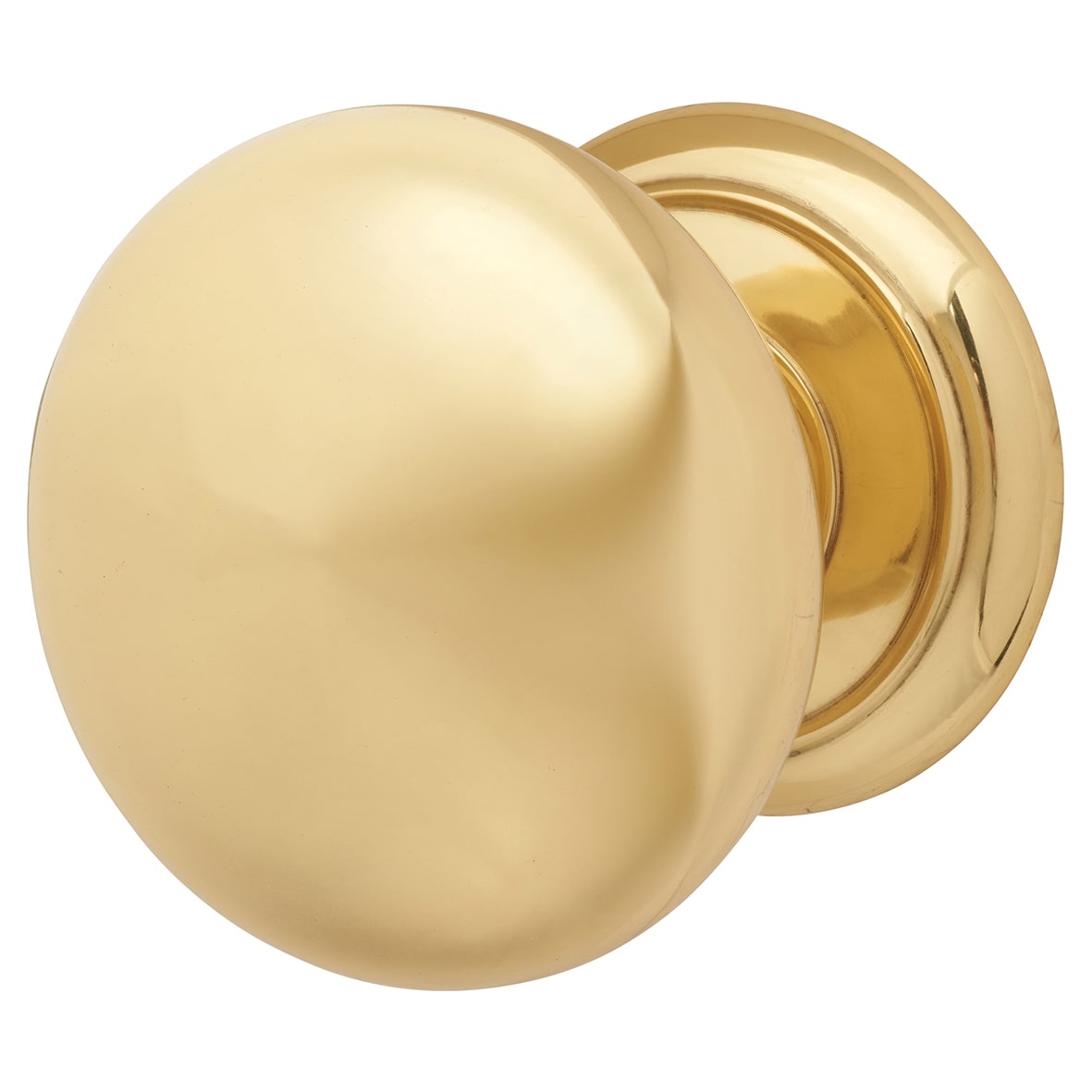 Polished Brass Large Round Centre Door Knob - 90mm Rose Diameter