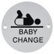 Baby Change Door Sign - 75mm Diameter - Satin Aluminium