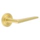 Satin Brass Fire Rated Door Handles on Round Stepped Rose - Mayfair Range