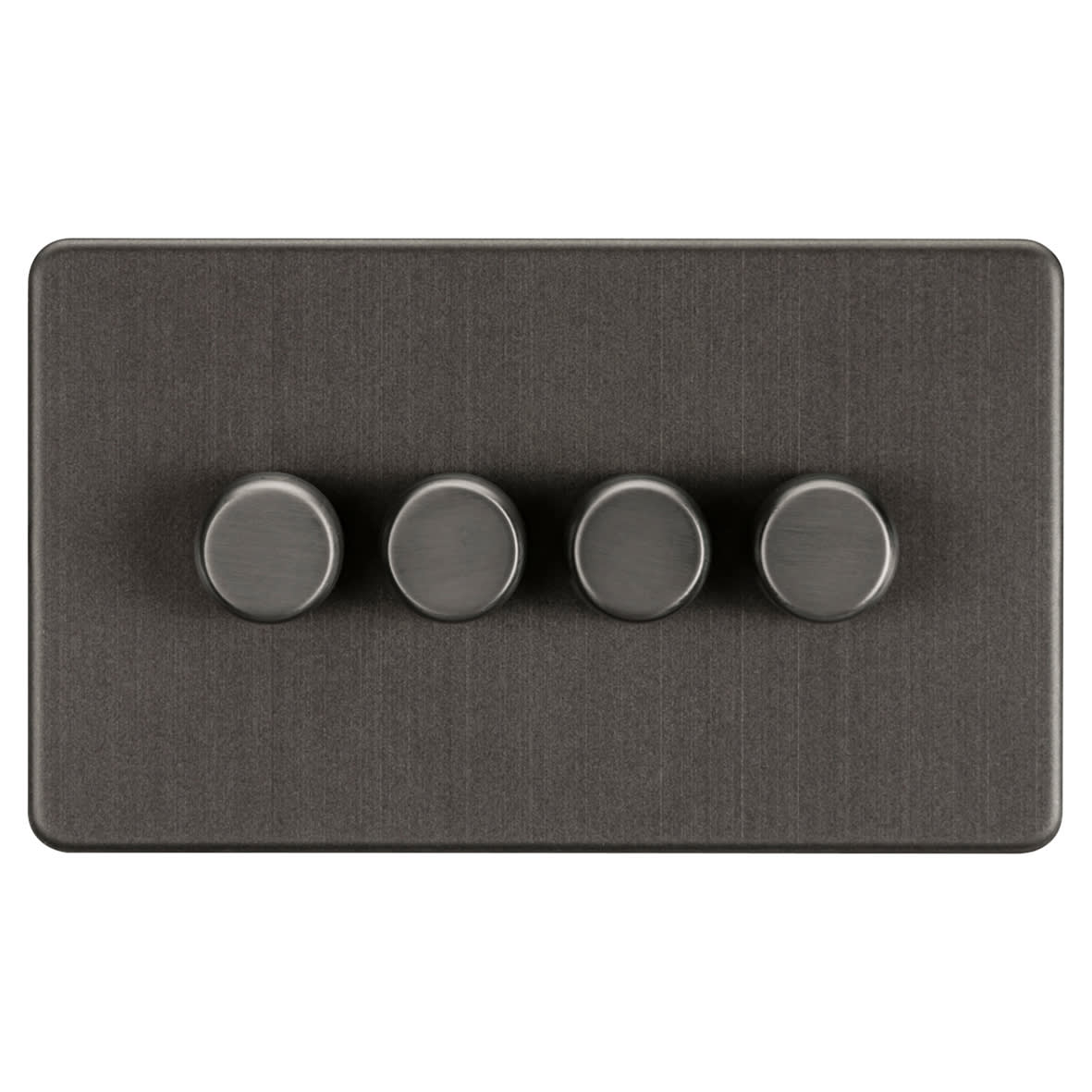 5 - 150W 4 Gang 2 Way Push On/Off Rotary Intelligent LED Dimmer Switch - Smoked Bronze