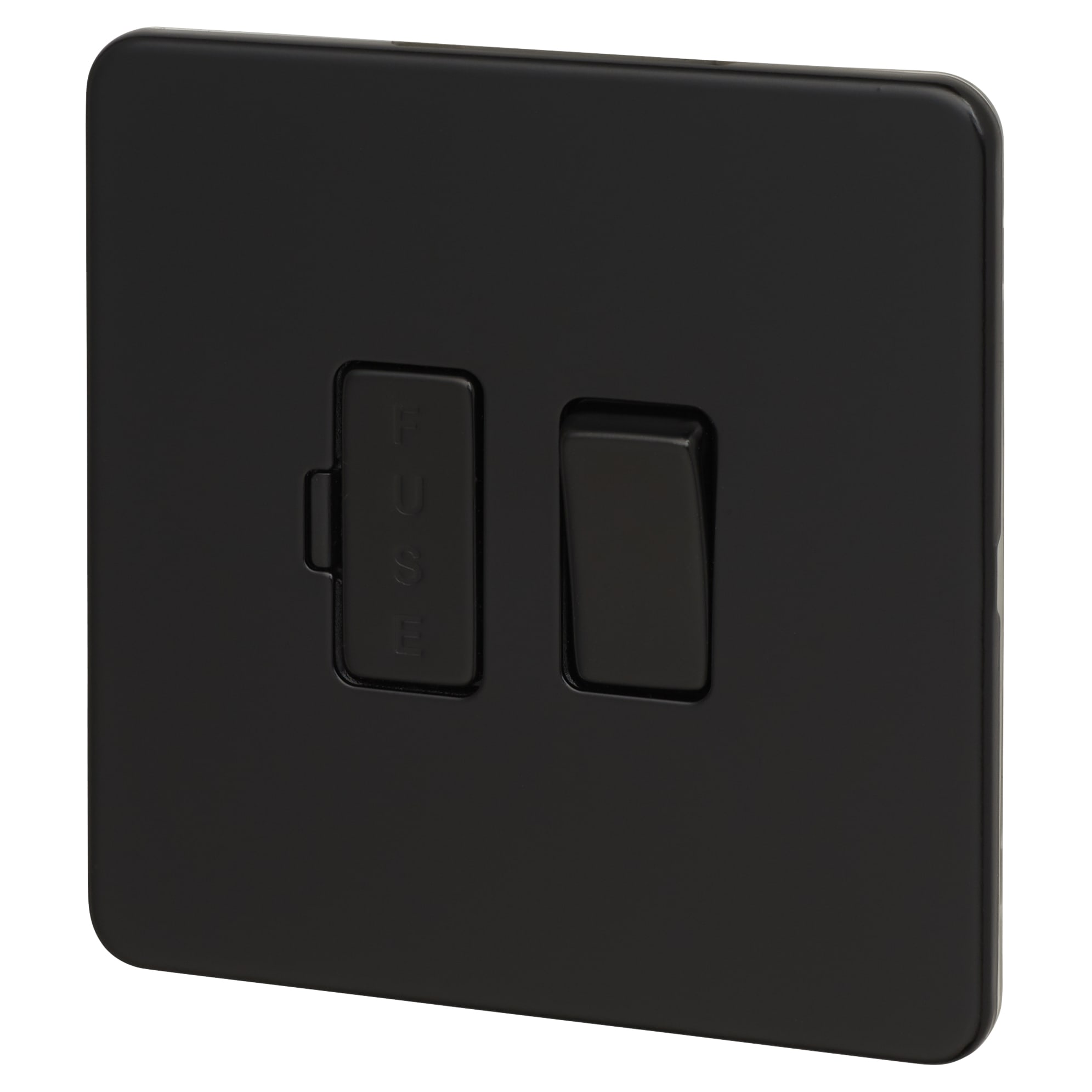 13A 1 Gang Screwless Flat Plate Switched Fused Spur - Matt Black