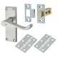 Satin Chrome Budget Scroll Latch Door Handles Pack - Short Plate