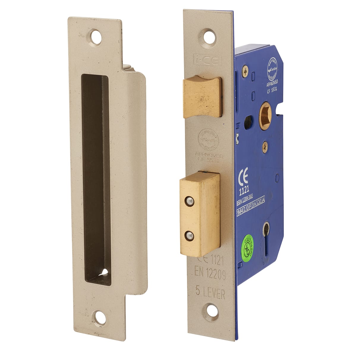 Bolt Through 5 Lever Sashlock - 65mm Case - 44mm Backset - Satin Nickel