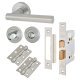 Satin Chrome Bathroom Lock Door Handles on Rose Pack - Bella Range