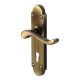 Marcus Antique Brass Scroll Keyhole Lock Door Handles - Savoy Range - 171 x 42mm