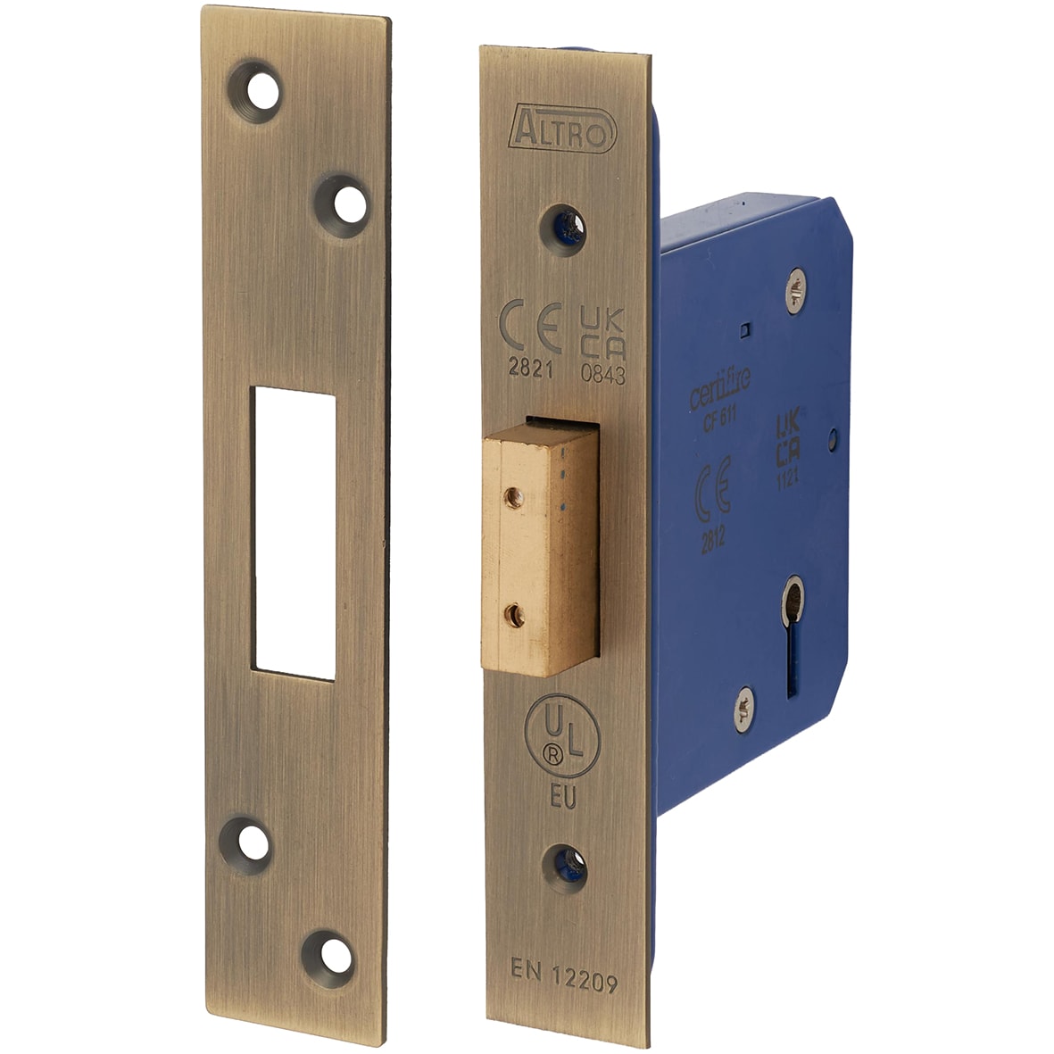 Architectural 5 Lever Deadlock - 78mm Case - 57mm Backset - Square - Antique Brass