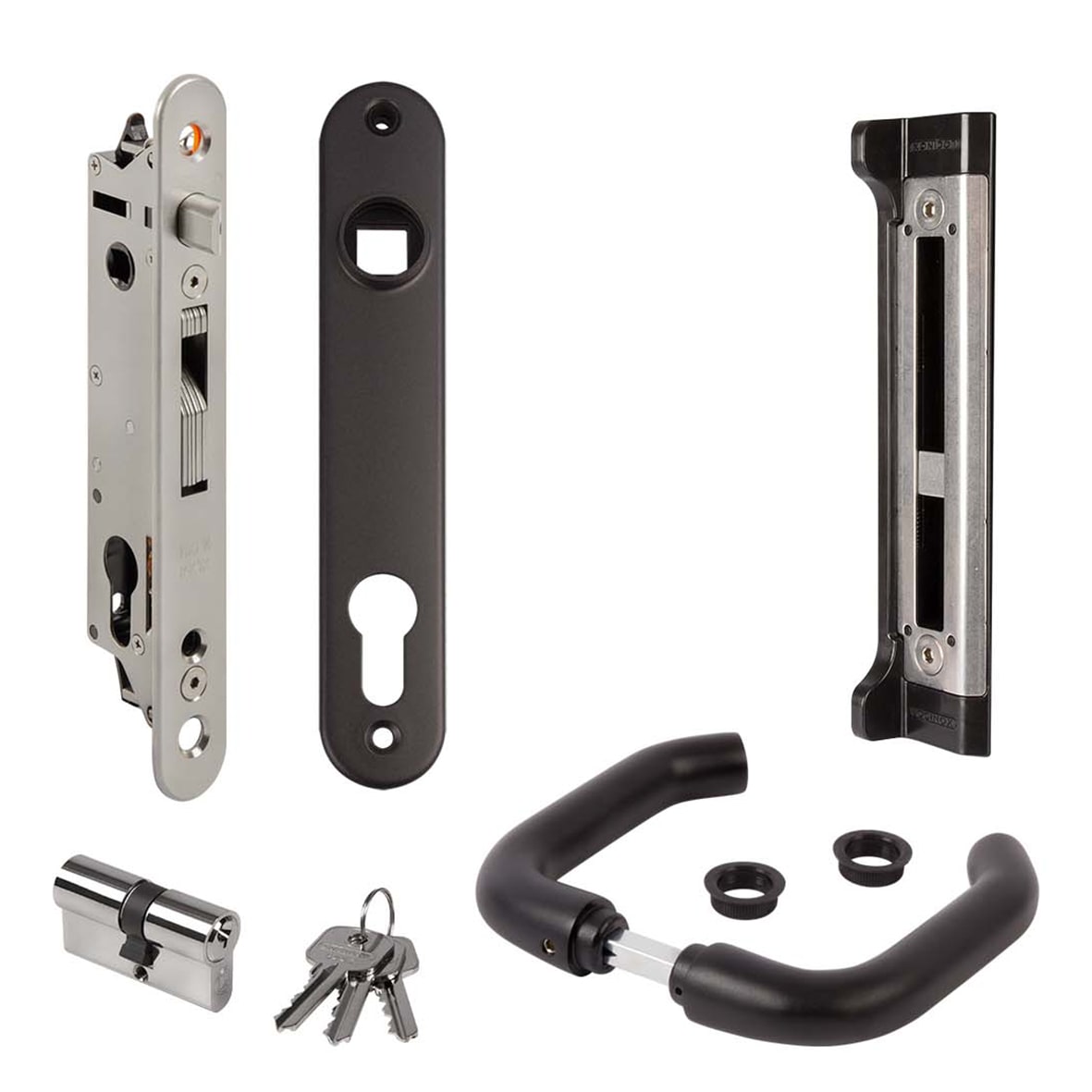 FORTYSET Gate Handle Kit - 180 x 125mm - Black