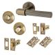 Antique Brass Lines Bathroom Deadbolt Lock Door Handles on Rose Pack - Eva Range