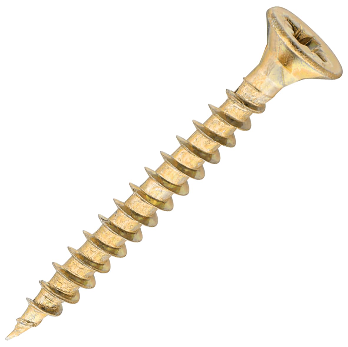 General Purpose Pozi Countersunk Chipboard Wood Screws - 4.0 x 35mm - Yellow Zinc - Pk of 200