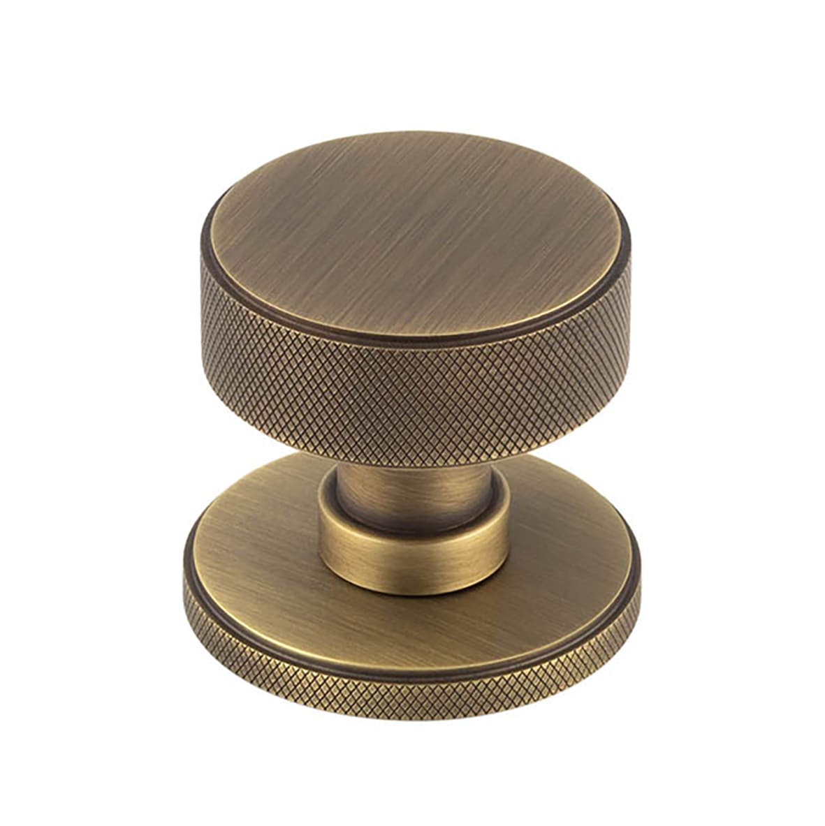 Antique Brass Knurled Mortice Door Knob - 60mm Rose Diameter - Westbourne Range