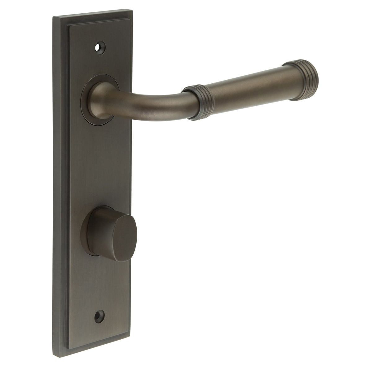 Dark Bronze Fire Rated DIN Bathroom Door Handles - Highgate - Inner 2 - 200 x 55mm