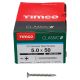 Classic Pozi Countersunk Wood Screws - 5.0 x 50mm - A2 Stainless Steel - Pack of 200
