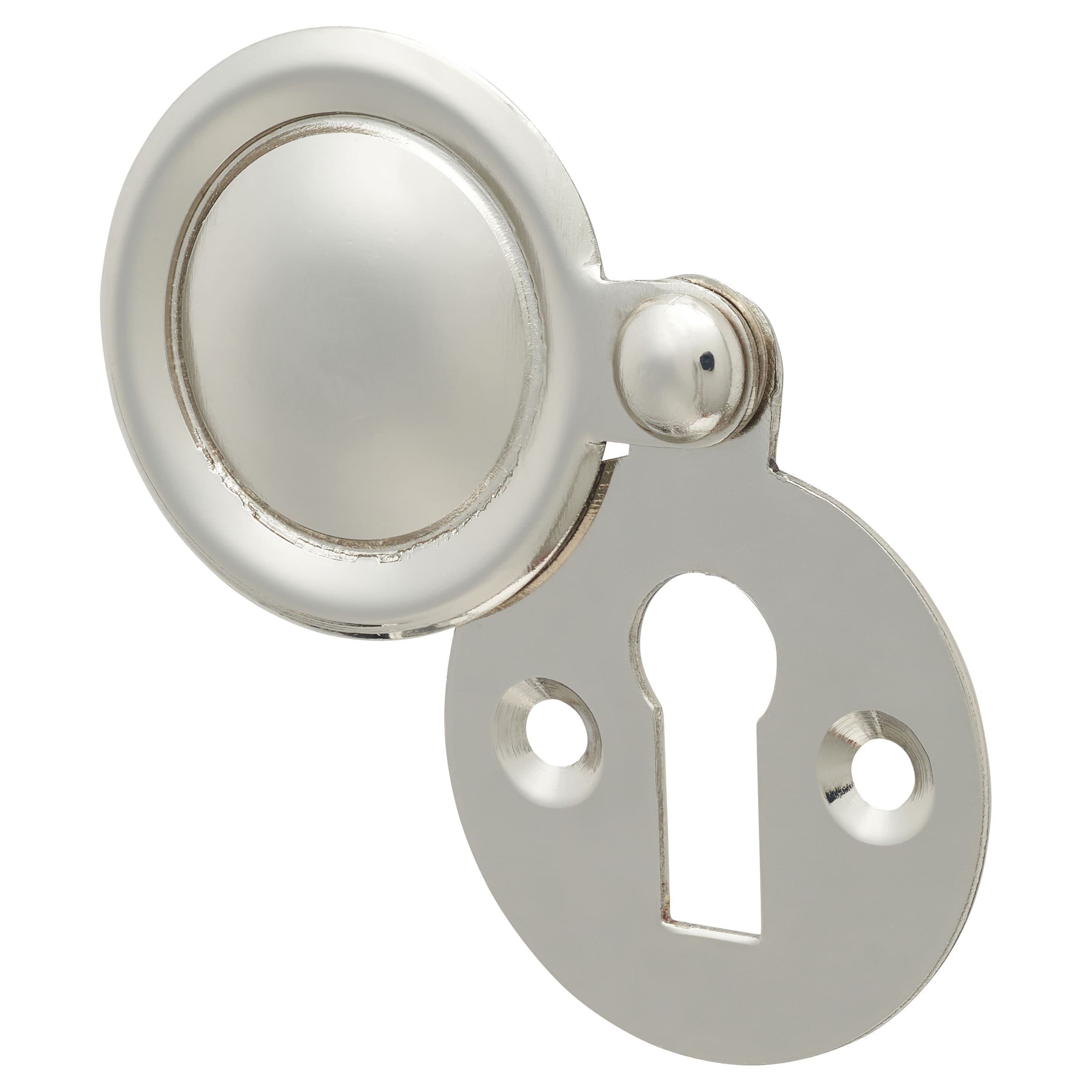 Victorian Covered Escutcheon - 32mm Diameter - Keyhole - Polished Nickel
