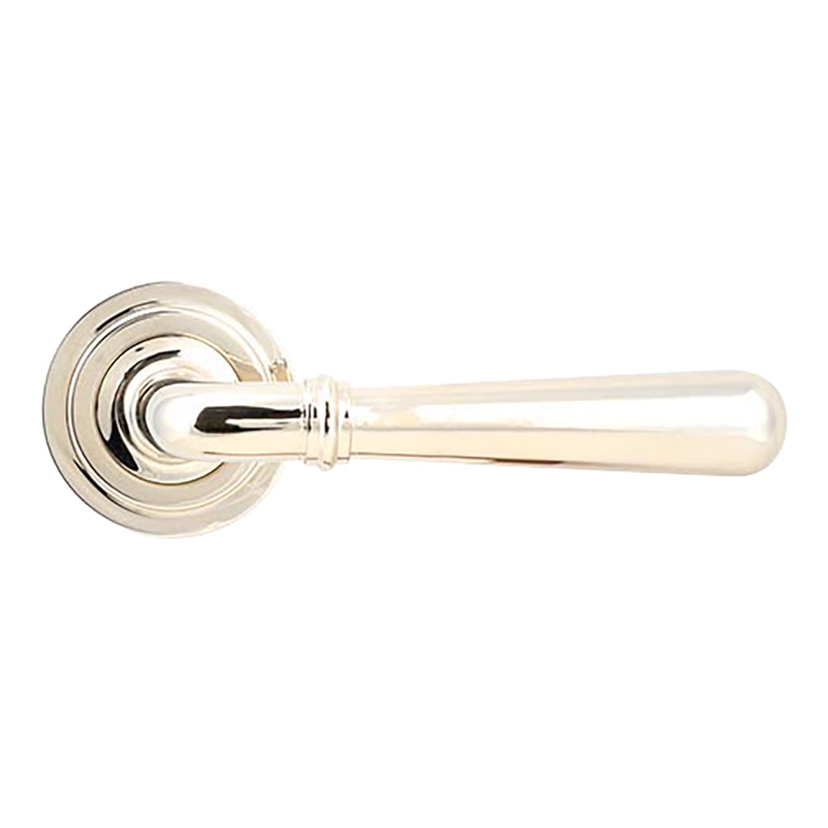 Polished Nickel Door Handles on Round Art Deco Rose - Newbury Range