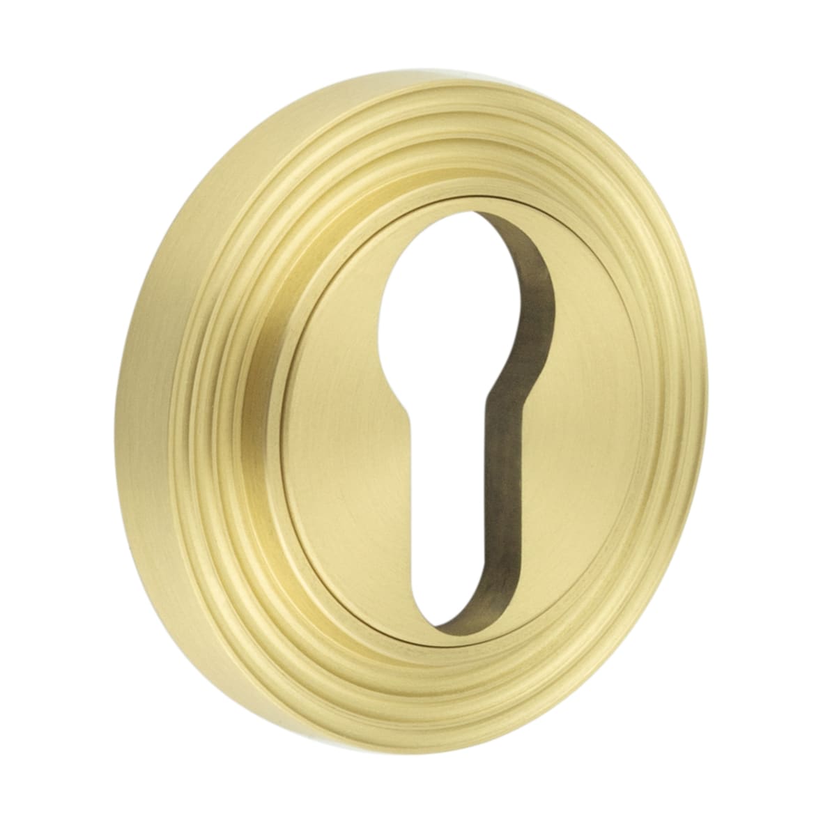 Escutcheon on Reeded Rose - 53mm Diameter - Euro - Satin Brass