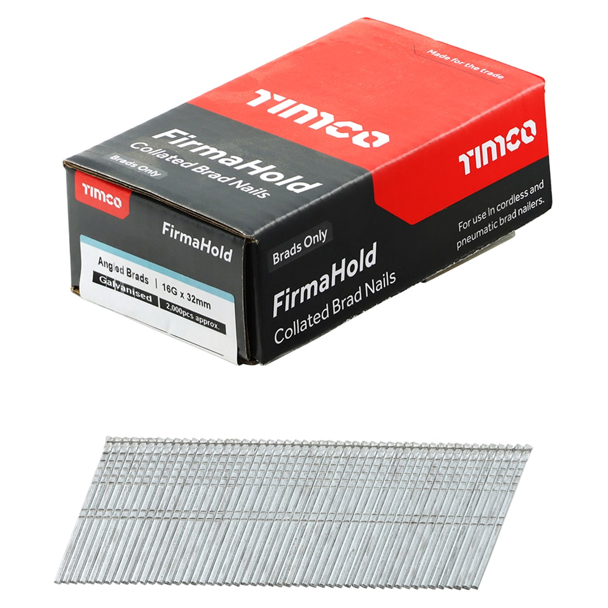 FirmaHold Second Fix Brad Nail - 20° Angled - 16 Gauge x 32mm - Galvanised - Pack of 2000