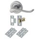 Satin Chrome Scroll Latch Door Handles on Rose Pack