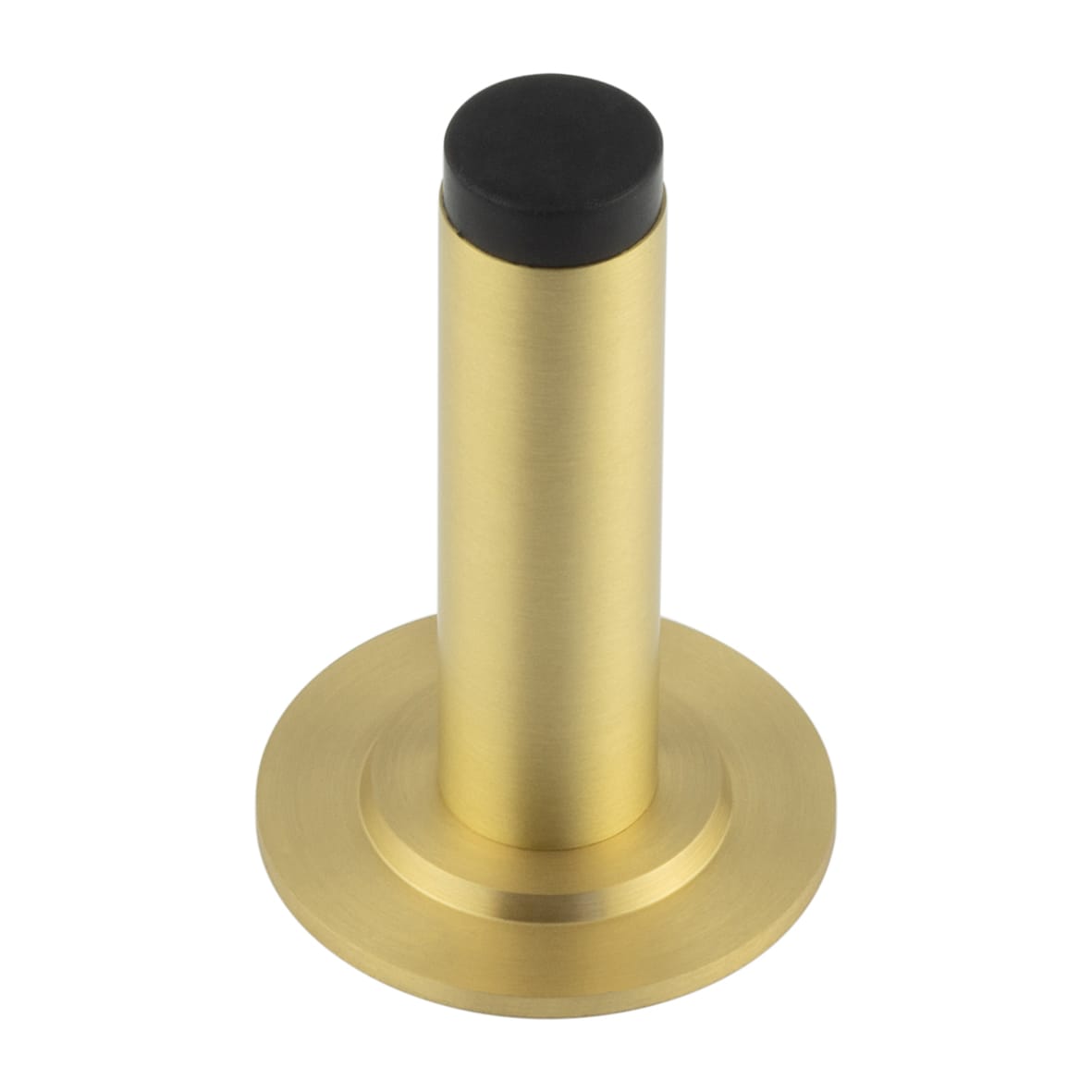 Plain Projection Door Stop on Stepped Rose - 76mm Projection - Satin Brass