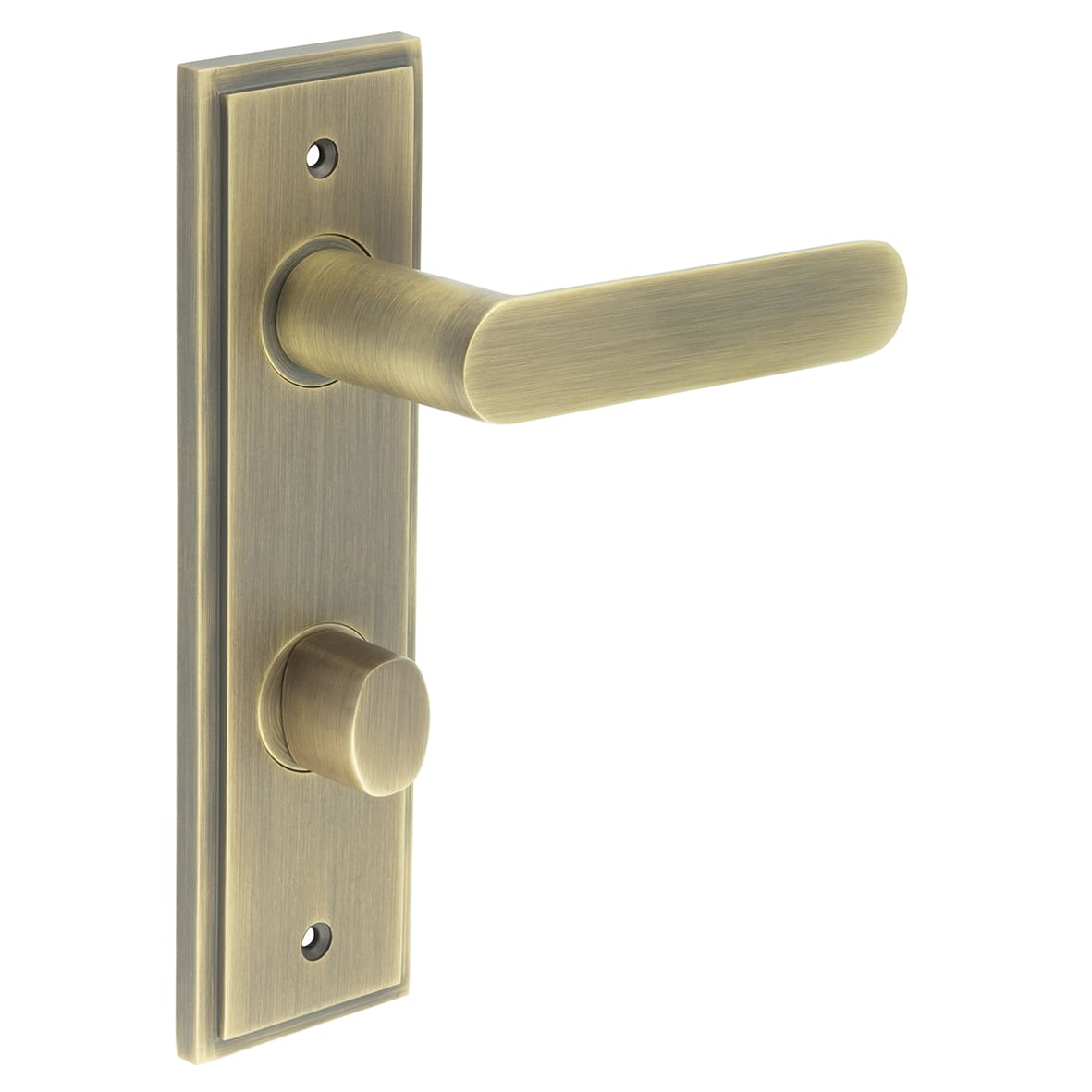 Antique Brass Fire Rated DIN Bathroom Door Handles - Kensington - Inner 2 - 200 x 55mm