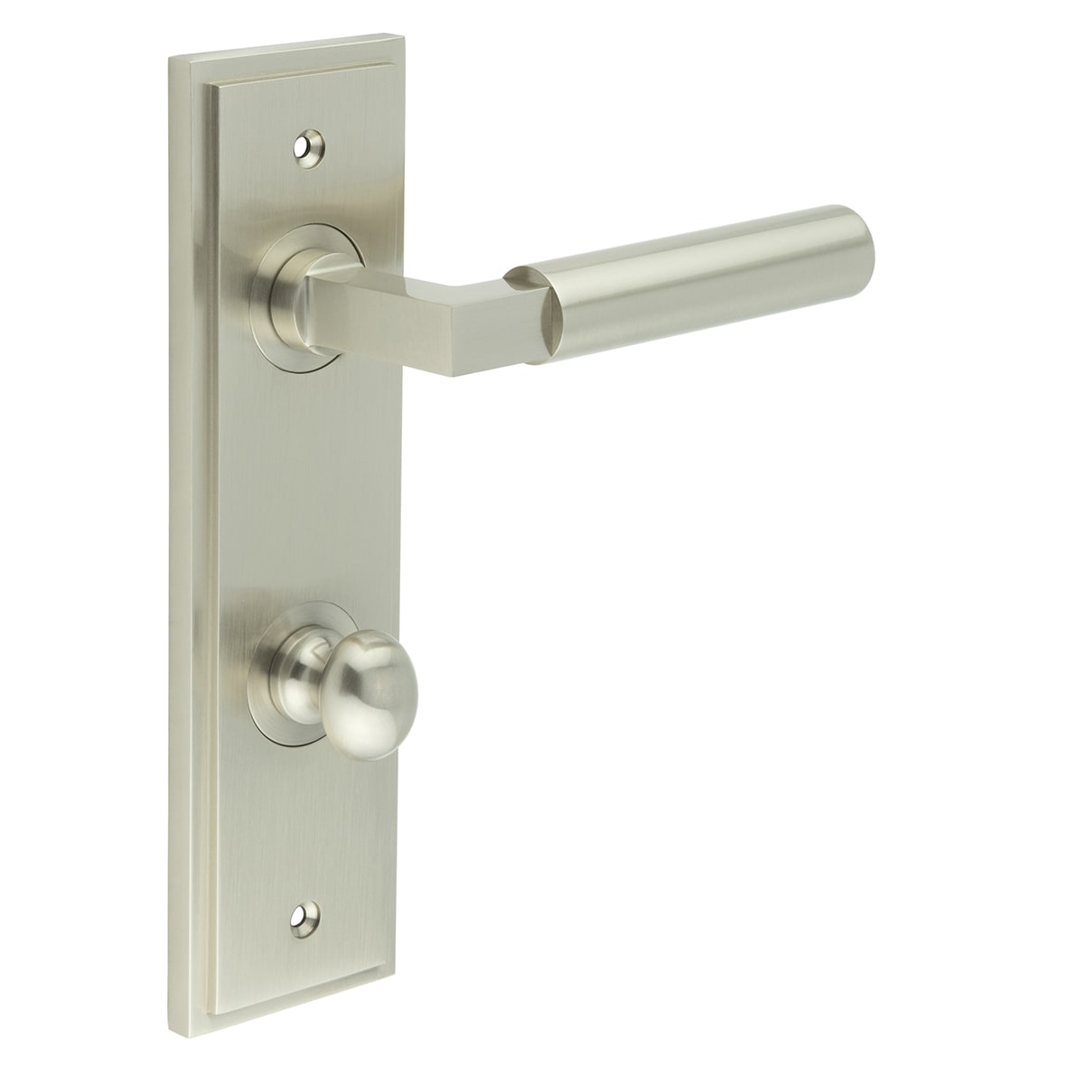 Satin Nickel Fire Rated DIN Bathroom Door Handles - Westminster - Inner 1 - 200 x 55mm