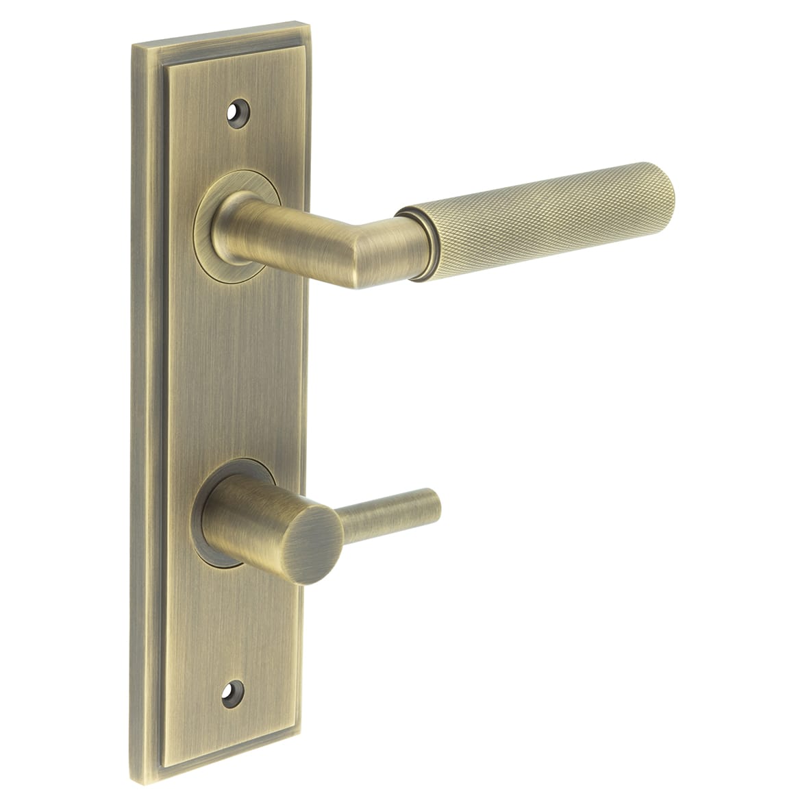 Antique Brass Fire Rated DIN Bathroom Door Handles - Piccadilly - Inner 3 - 200 x 55mm