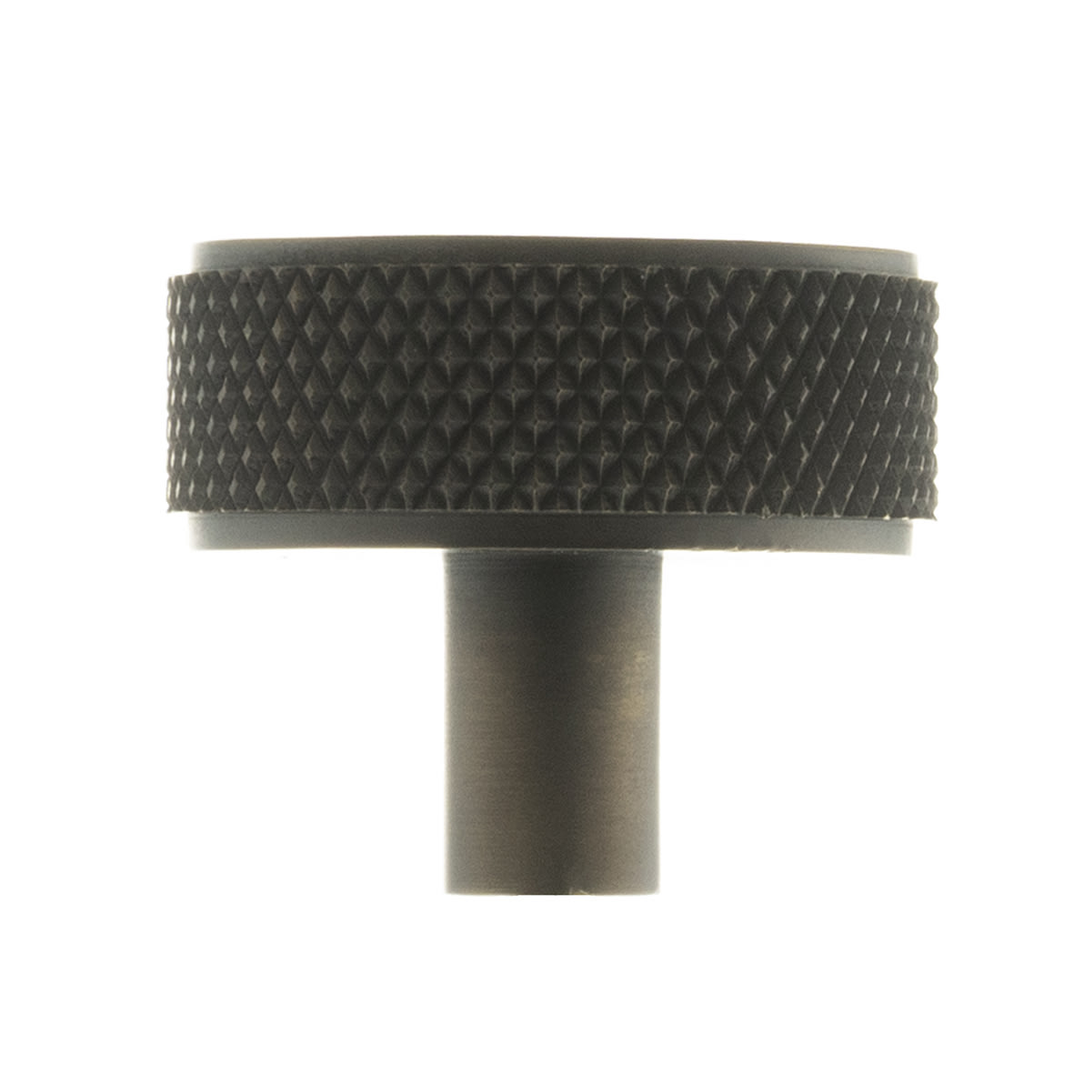 Millhouse Brass Hargreaves Knurled Round Cabinet Knob - 35mm Diameter - Urban Dark Bronze
