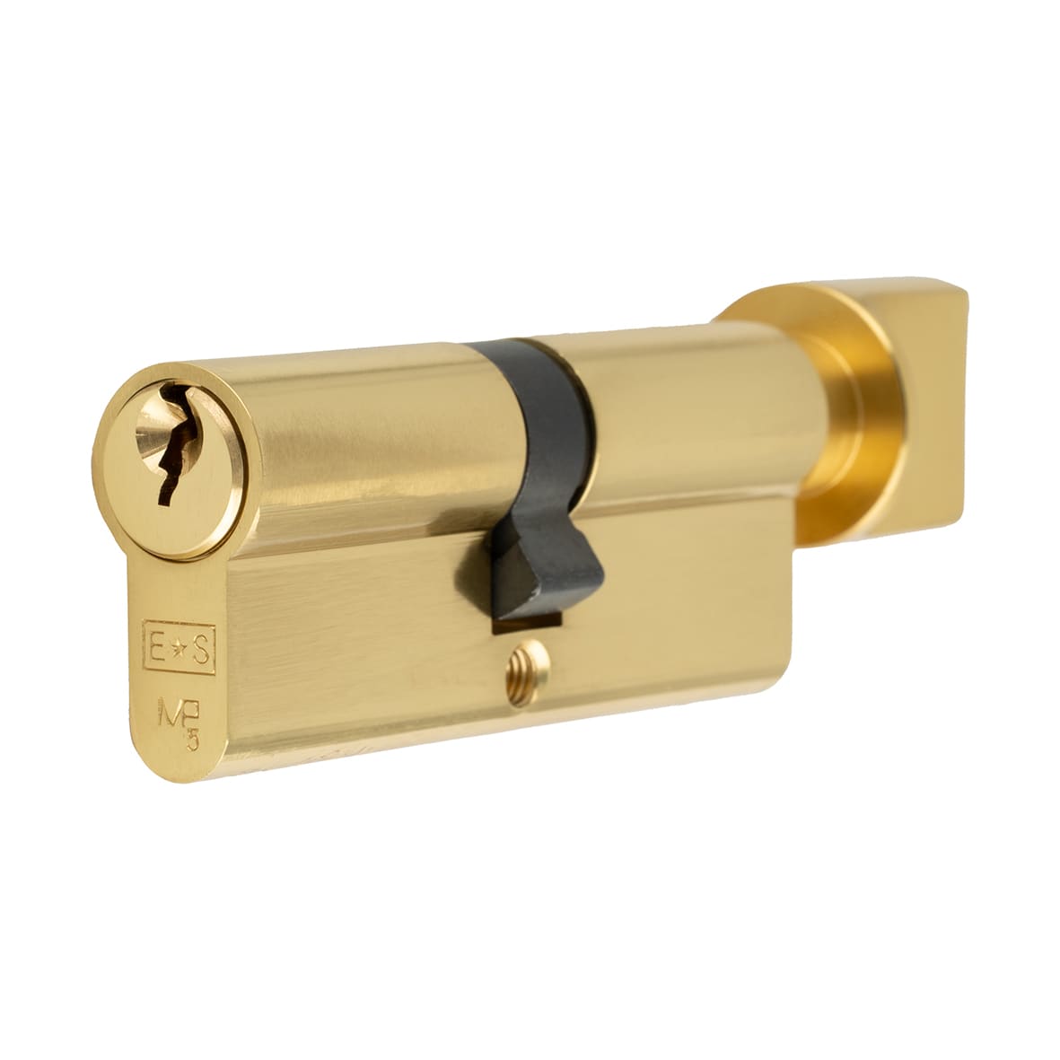 5 Pin 80mm Euro Thumbturn Cylinder - 40mm Turn + 40mm - Polished Brass - Master Keyed