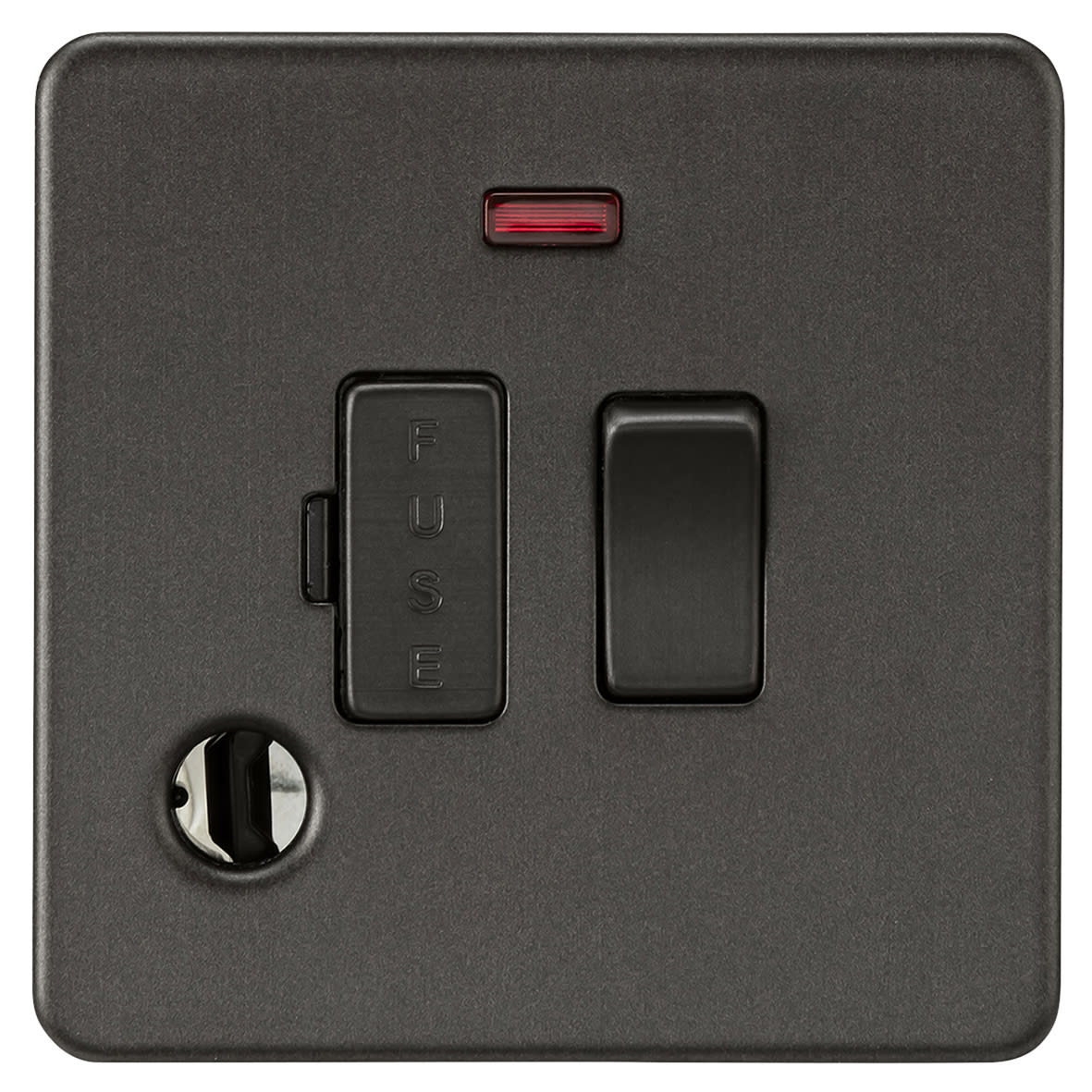 13A 1 Gang Screwless Switched Fused Spur with Neon & Flex Outlet - Smoked Bronze