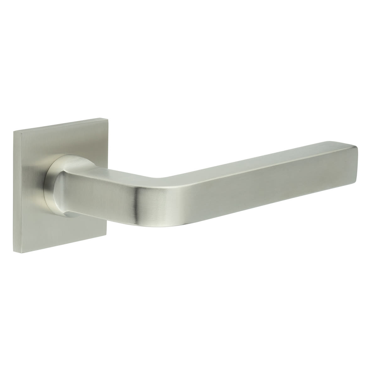 Satin Stainless Steel Sprung Fire Rated Door Handles on Square Rose - CR-104 Range