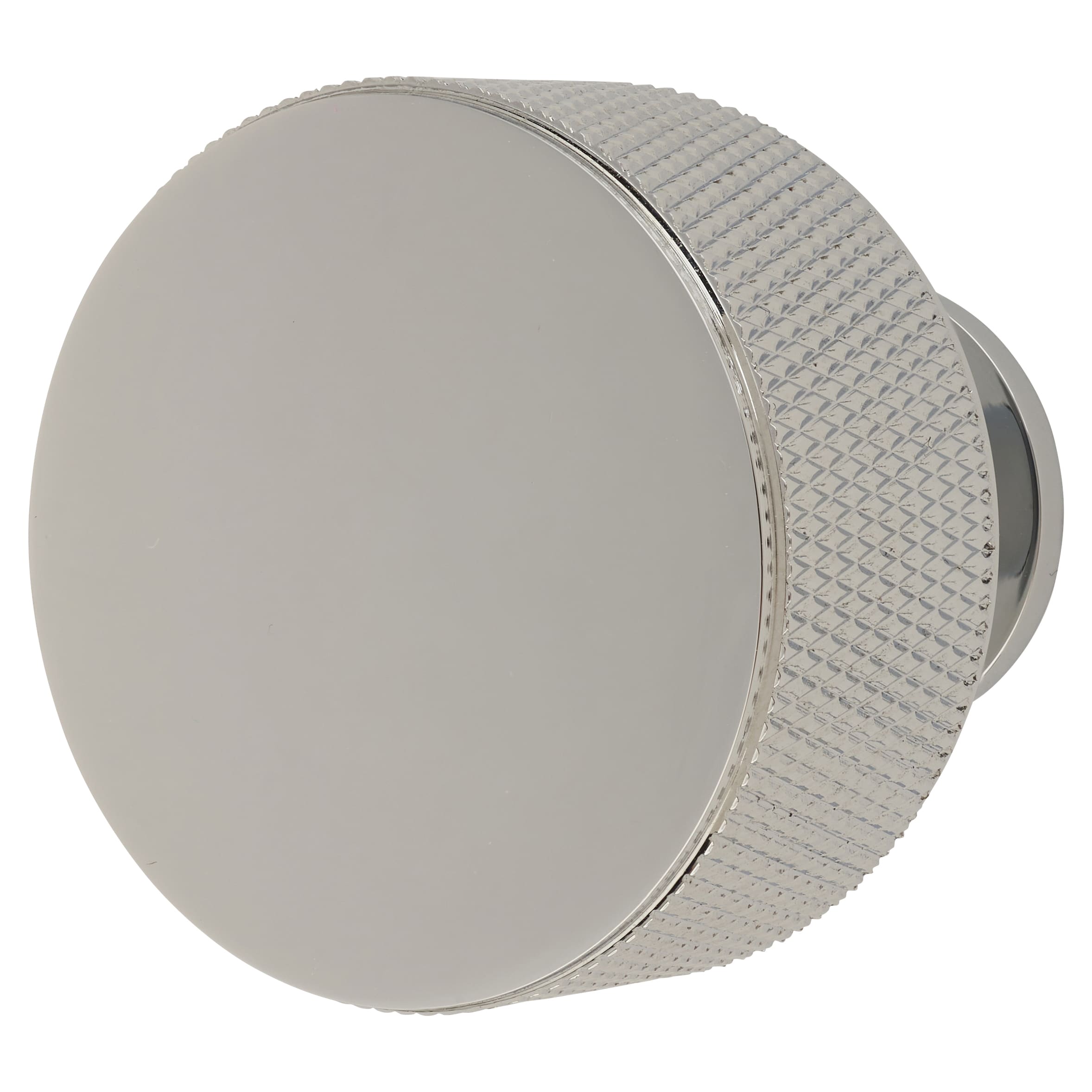 Knurled Radio Round Cabinet Knob - 35mm Diameter - Polished Chrome